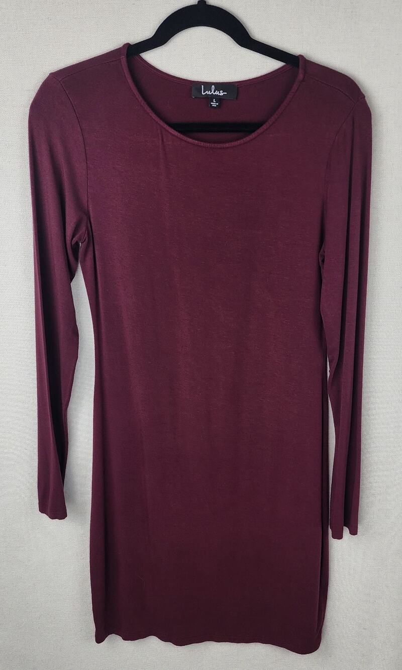 Lulus Burgundy Long sleeve shirt dress Women's L comfort cotton corpcore